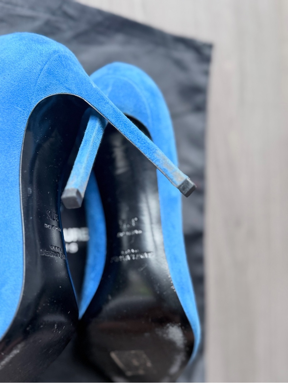 Saint Laurent Cobalt Suede Pointed Toe Stilettos - Picture 4 of 11
